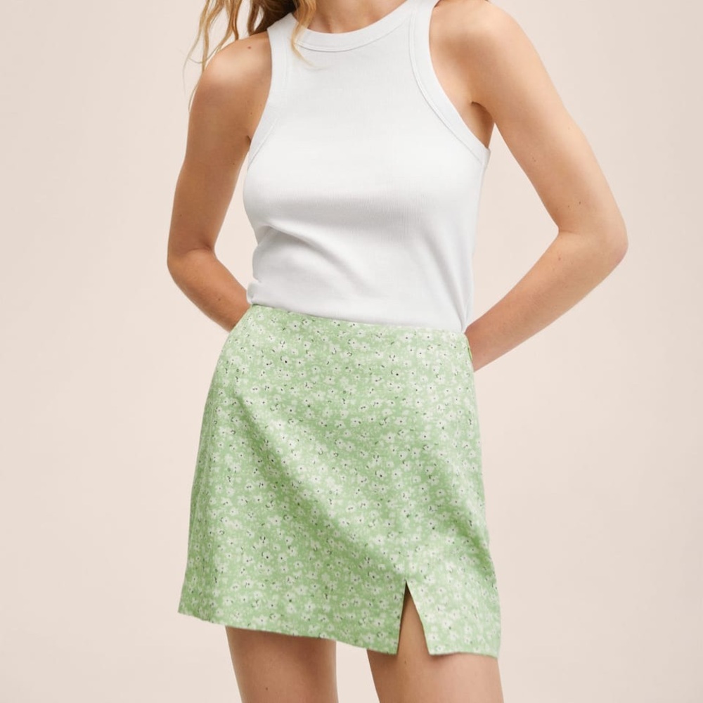 Mango Floral Print Mini Skirt, Size Small